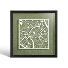 O3 DESIGN STUDIO Birmingham Paper Cut Map framed, White map, Black frame, 23x23 cm, Gift Boxed, 4 background color, self-changing, Paper Art