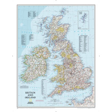 National Geographic Maps: Britain and Ireland Classic Wall Map - 79 x 60 cm - Front Lamination