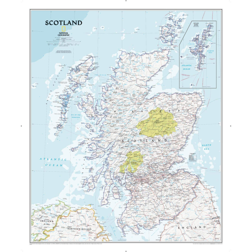 National Geographic Maps: Scotland Classic Wall Map - Large - 91 X 76 Cm