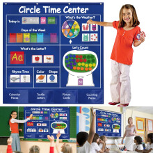 KIKIGOAL Classroom Pocket Chart - Educational Learning Calendar for Classroom & Homeschool Supplies, Weather Letters Numbers Shapes Colors Counting