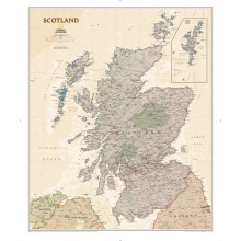 National Geographic Maps: Scotland Executive Wall Map - Antique Style - Large - 92 x 77 cm - Front Lamination