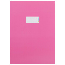 HERMA 19749 Notebook Covers A4 Cardboard Pink, Pack of 10, Notebook Covers with Labelling Field Made of Sturdy and Extra Strong Paper, Notebook Cover