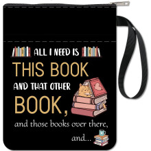 CRASPIRE Black Sleeves Protector Covers for Paperbacks - Washable Fabric Cloth Cover with Zipper and Extra Pocket - Gifts for Book Lovers, Classmates,
