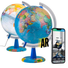 EXERZ 20cm Illuminated Globe - English Map - AR (App) Interactive World Globe, STEM Toy Gifts for Kids 4-12 Years - iOS