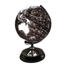 Gleneagles Travel Globe Black & Silver 25cm ? LED Light-Up World Map Cool White Desk Illuminated Globe Lamp for Home or Office Study Room D?cor