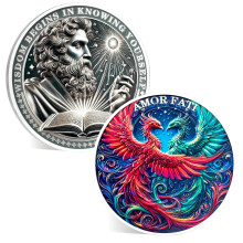ACGZQY Phoenix Memento Mori Coin ? Memento Vivere Coin Stoic EDC Challenge Coin for Daily Practice - Amor FATI Medallions Inspirational Reminder Token