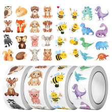 2000 PCS BMYUK Round Animal Stickers Reward Stickers for Kids Teacher Motivational Sticker Self-Adhesive Cartoon Lovely Fun Wild/Farm/Marine Animal