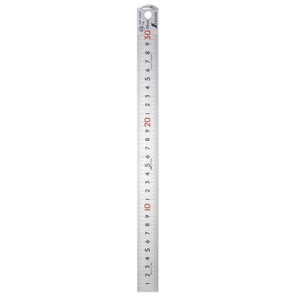 Shinwa Sokutei Pick Up Scale (Silver) Display In Cm [1 Mm Pitch, 30 Cm] (Jis 1 Grade) Numbers Written In Red (13134) (Japan Import) 5051224987573