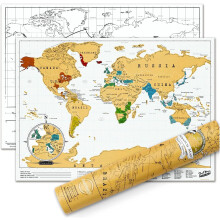 Luckies Scratch Map | Scratch Off World Map | World Travel Maps Frame | Countries Visited Maps | Scratchable Poster with Tube | Detailed Europe & US