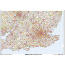 South East England Postcode District Wall Map (D2) - 47" x 33.25" Paper