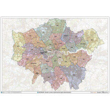 Greater London Authority Boroughs Wall Map - 47" x 33.25" Laminated