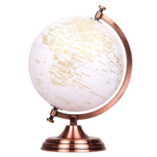TOPGLOBE 20cm Globe Golden and White Colour Metallic - Wedding Guest Book Globe - Metal Arc and Base- for School, Home, Office (English)