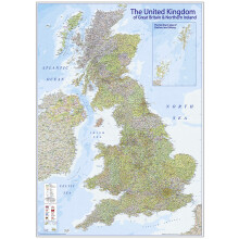 Close Up XXL Premium MAP United Kingdom Giant Poster - 2020 - Great Britain, England - MAPS IN MINUTES 100 x 140cm / 39 x 55in