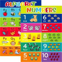Youngever 2 Pack 60CM x 45CM Alphabet, Numbers 1-10 Laminated Educational Posters for Toddlers, Teaching Posters