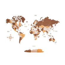 Woodvio 3D Wooden World Map, Decorative Wall Art for Home and Office D?cor - size Medium (120x62cm)