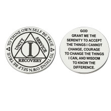CJ&M Stainless Steel 1 Year Sobriety Coin,Triplate AA Chip,Celebrate Recovery Anniversary Token,Alcoholics Anonymous Sobriety Chip,Alcoholics