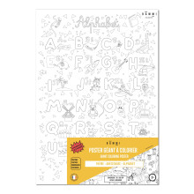 BAMMI Giant Poster to Colour ? ABC Alphabet ? 70 cm x 100 cm ? Premium Quality Paper 150g/m2 ? Made in France