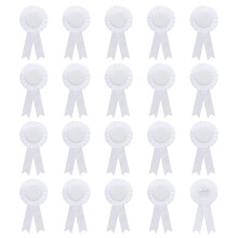 CRASPIRE 20Pcs Blank Award Ribbon White Button Pin Brooch Winner Victory Ribbons Rosette Ribbon Grand Prize for DIY Classroom Party Accessory