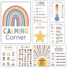 Calming Corner Classroom Posters-Feelings Wheel Chart Emotions Poster for Kids,School Counselor Teachers Classroom Must Haves Supplies,Calm Down