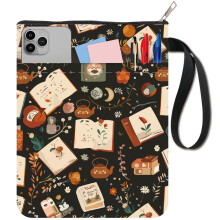 CRASPIRE Retro Flower Book Cover Protector with Zipper - Washable Fabric Sleeve and Extra Pocket for Paperbacks - Gift for Classmates and Book Lovers