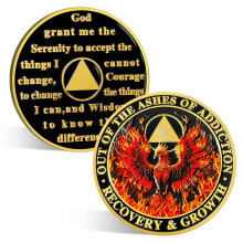 ACGZQY 5 Year Phoenix Sobriety Chip - Rebirth Phoenix AA Coin and Medallion - Upon Awakening Recovery Sober Token Sobriety Coins Alcoholics Anonymous