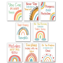 Kids Rainbow Inspirational Posters ? 8 Inspiring Quote Prints for Children?s Bedroom, Playroom & Classroom ? Colourful Motivational Wall Art Decor