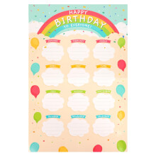 Penitue Birthday Calendar Chart, Colorful Happy Birthday Poster Calendar with Confetti Design Reusable Classroom Bulletin Board Decoration for School