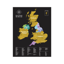 Gleneagles Scratch Off UK & Ireland Travel Tracker Poster - Black Gold Map 54x70 with Scratch-Off Places Adventure Map for Travellers Size Gift for