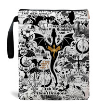 Wasise Book Sleeve - 21x29cm Waterproof Book Sleeve Pouch with Zipper, Gothic Fantasy Bookish Gifts, Four-Winged Dragon Merchandise, Dragon Gifts for