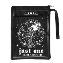 Wasise Book Sleeve - 21x29cm Waterproof Book Sleeve Pouch with Zipper, Gothic Fantasy Bookish Gifts, Skull Gifts for Fan Lovers, Spooky Skeleton