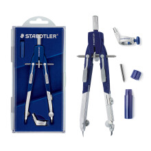 STAEDTLER 552 01 Mars Comfort Quick-Setting Compass with Push-Button, Universal Adapter and Lead Box (350 mm Diameter)