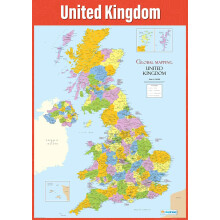 UK Map Geography Poster - EXTRA LARGE - A1 (850mm x 594mm) - Laminated - Secondary & Primary School Geography Wall Charts by Daydream Education