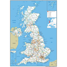 Road Map of the UK - Size A0-84.1 x 118.9cm - Paper Laminated
