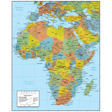 Africa Wall Map Laminated GeoPolitical Edition by Swiftmaps A2 (42cm x 60cm)