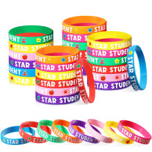 Aoriher Star Student Bracelets 8 Colors Student Wristbands Reward Silicone Star Rubber Bracelet for Sports Office Substitute Teacher Recognition Award