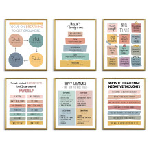 Mental Health Posters for Classroom Elementary-School Counselor Supplies Decor-Therapists Therapy Office Decor,Counseling Office Must Haves,Growth