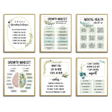 Growth Mindset Posters for Classroom Elementary-School Counselor Supplies Decor-Therapists Therapy Office Decor,Counseling Office Must Haves,Mental