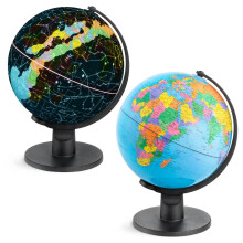 Toyrific 2 in 1 Kids Light Up Globe, Two Views, Globe Lamp with 8 LED Lights, 25cm Diameter, Blue