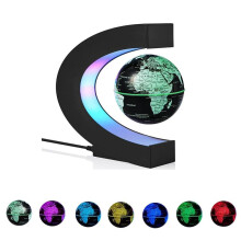 Vnemofey Levitating Globe C Shape,Floating and Rotating Ball World Map Globe Education Piece with Colored LED Light,Cool Geographic Globes Anti