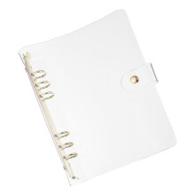 PATIKIL A5 Clear Binder Cover, Soft PVC Loose Leaf Binder Protector Refillable Notebook Shell with Snap Button Closure 6 Ring for DIY Meeting Notebook