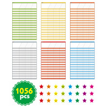 6 Pack Dry Erase Incentive Chart, 6 Multi-Color Tracking Chart with 1056 Reward Stars for Chore/Responsibility/School Attendance/Homework Progress