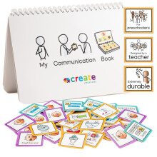 Communication Book with 6 visual communication resources and 34 removable pecs cards visual symbols to support communication, routine and transition -