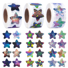 Shiny Holographic Star Reward Stickers - 1500Pcs, 3 Rolls Waterproof for Children, Teachers, and Classroom Motivational Charts