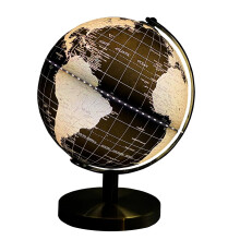 Gleneagles Travel Globe - Black & Gold 25cm LED Cool White Switch Activated Globe Light. Planet Map Of The World Desk Decor. Home Office Gadgets