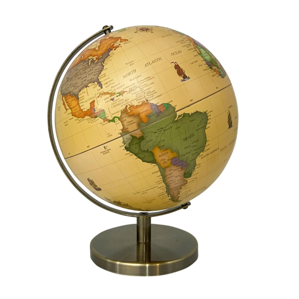 Cello Gleneagles Travel Globe Antique 20Cm - Includes 50 Travel Memory Marker Gems Globe World Map Geo Planet Desk Decor Home Office Gadgets For Men