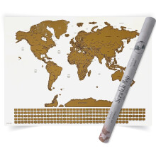Gleneagles Scratch Off World Map Travel Tracker Poster ? Large White Gold Map of the World with Scratch-Off Countries Chip Adventure Map for