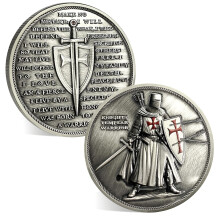 ACGZQY Knights Templar Coin - Christian Challenge Coin Armor of God Coins Religious Red Cross Standing Knight Spirit Encouragement Token Warrior
