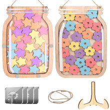 Kiswleon 2 PCS Reward Jar with 60 Flower and Star Tokens,Star Chart and Reward Charts for Children Behaviour Potty Training Toilet Training,Chores