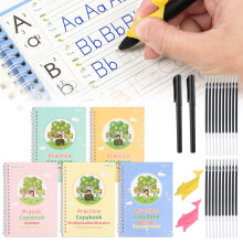 5 Pack Handwriting Practice Books, Reusable Magic Grooved Handwriting Practice Books, Copybook with 2 Pens 20 Pen Refills and 2 Aid Pen Grips, Learn