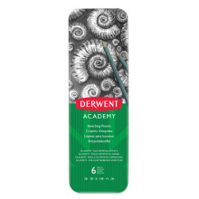 Derwent 2301945 Academy Graphite Sketching Pencils, Tin Box, 6B-5H Degrees, , Multicolor,Set of 6